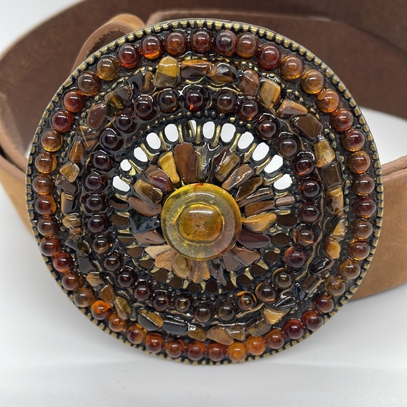 Olga Santini Leather Embellished Belt 1X - Picture 2 of 6